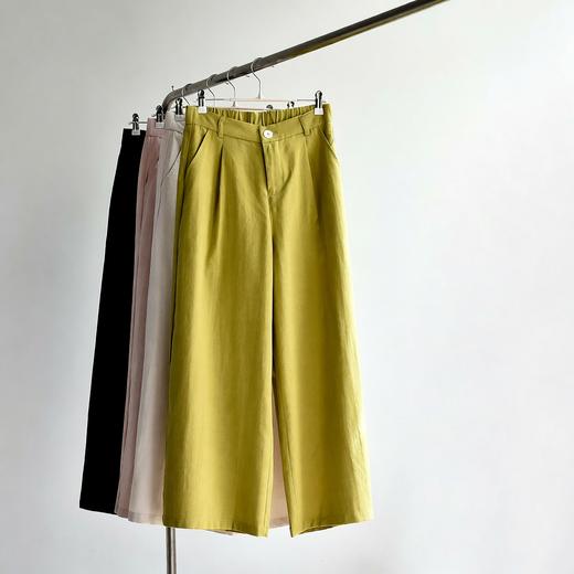 天丝棉宽筒裤 夏女装新款莱赛尔天丝棉薄九分宽筒休闲阔腿裤子 商品图3