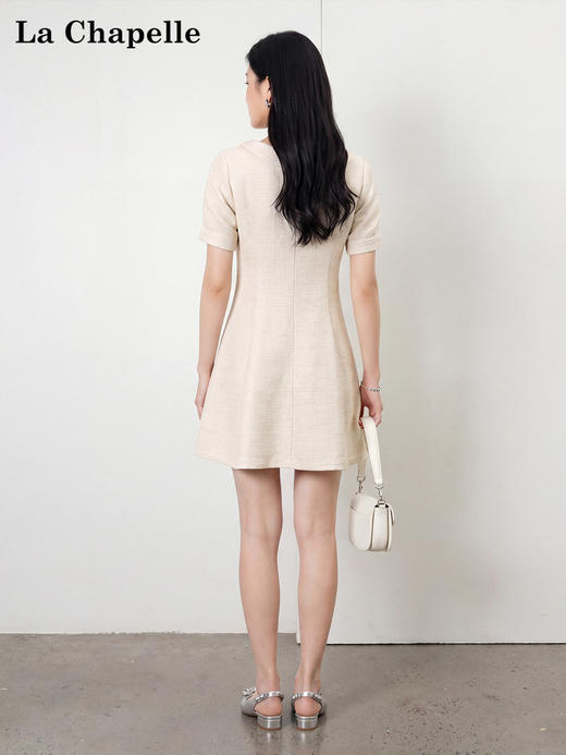 天猫同步【气质小香】拉夏贝尔/La Chapelle洋气显瘦~复古高级翻领连衣裙小个子短款约会裙 商品图4