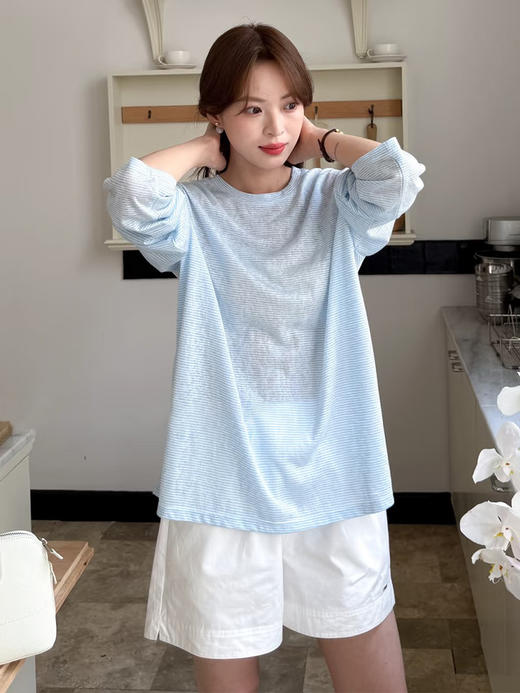 西遇莱赛尔天丝长袖T恤女2026春季新款慵懒风氧气薄荷蓝防晒上衣SS060283 商品图1