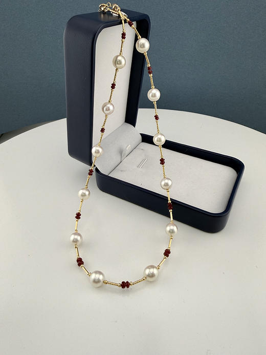 【挚友限定】竹节-18k金红宝石akoya珍珠项链7.5-8mm 商品图2