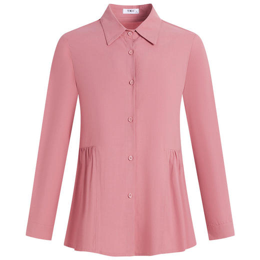 2026年新款大码女装女士衬衫长袖收腰衬衣中年妈妈春秋季裙摆上衣 商品图4