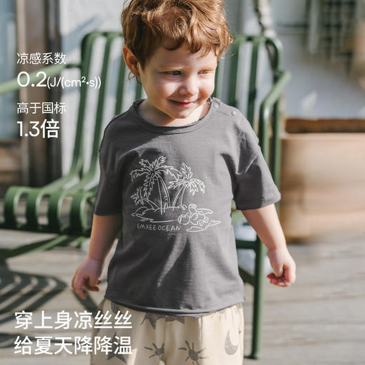 【宝宝服饰】嫚熙童装儿童短袖T恤2026夏季新款男女宝凉感冰薄荷竹节棉上衣 商品图2