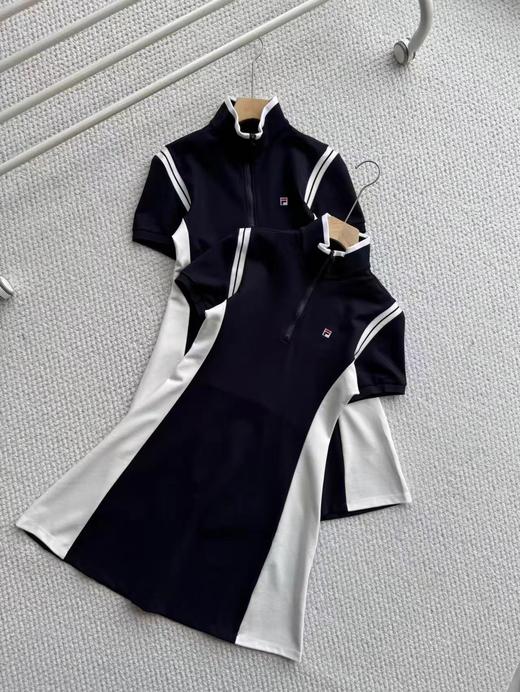 F041532夏季新款女子网球运动健身基础拼色半拉链裙子连衣裙 商品图0