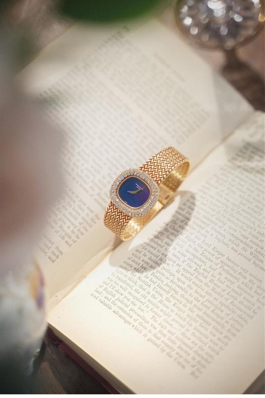 独角鹿西洋古董1980年代瑞士顶级钟表世家百达翡丽出品18K黄金镶嵌钻石青金石表盘女士机械腕表 商品图0