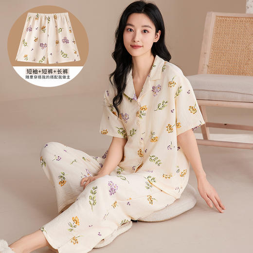 “超值3件套”古今GUJIN 泡泡棉纱系列 短袖+长裤+短裤 柔软亲肤 休闲舒适 多款可选 商品图12