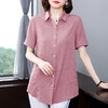 短袖衬衫女2025年夏季新款大码女装翻领妈妈上衣宽松休闲女士衬衣 商品缩略图2