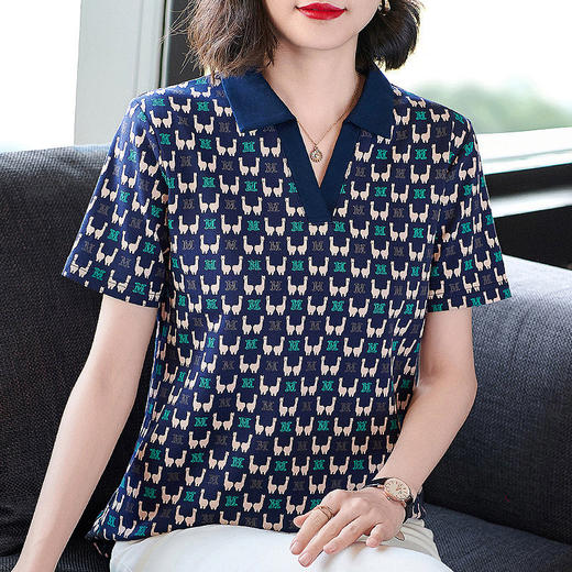 大码短袖t恤女夏季2026新款胖mm显瘦polo衫女士妈妈中长翻领上衣 商品图3