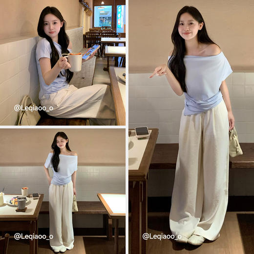 商场同款|森马休闲裤女夏打褶宽松肌理阔腿裤花边2026新款奶芙裤 商品图4