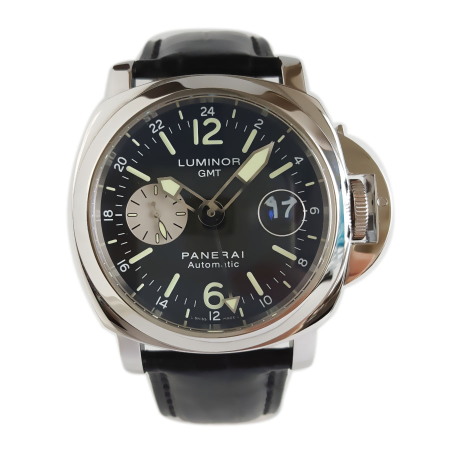 【95新】Panerai 沛纳海PAM00088自动机械机芯日期显示、GMT 44MM（男款）庐米诺系列精钢300326NJS30