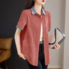 大码棉麻女士短袖衬衫2026新款夏季宽松全棉t恤衫中长款纯棉上衣 商品缩略图2