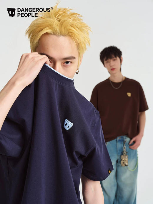 自留！薛之谦的潮牌dsp* 纯元，假两件叠穿设计感 男女同款，撞色 小标 logo，重磅 宽松 纯棉 短袖～ 商品图2