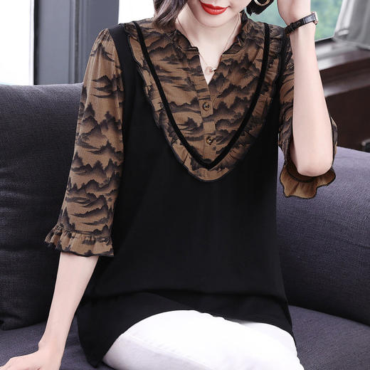 中袖女上衣七分袖纯棉t恤2026年新款大码女装宽松洋气打底衫春秋 商品图2