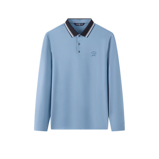 【高弹舒适】男装长袖翻领T恤2026春季新款休闲撞色上衣男POLO衫 商品图3