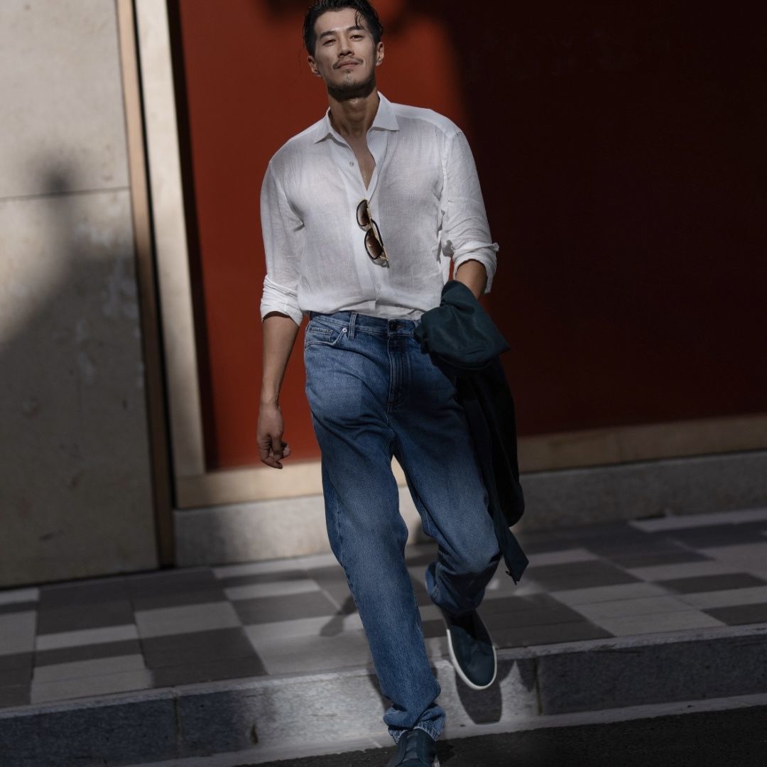 男士春夏新款天丝莱赛尔直筒牛仔裤