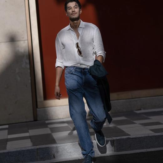 男士春夏新款天丝莱赛尔直筒牛仔裤 商品图0