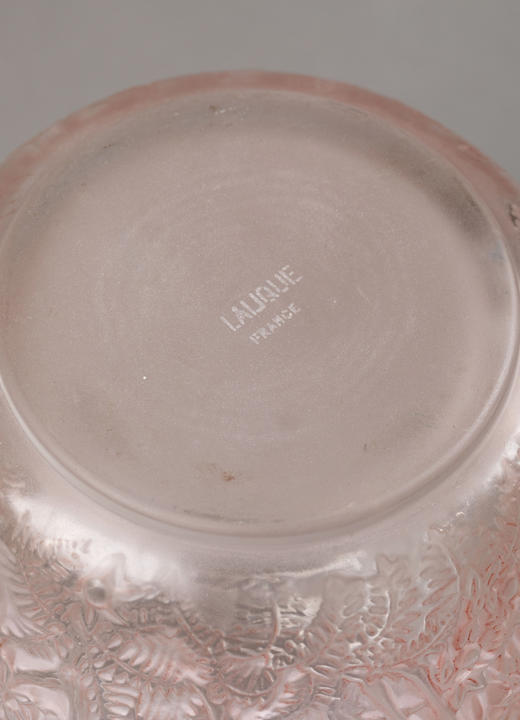 独角鹿西洋古董1932年法国顶级水晶工坊莱俪LALIQUE设计出品「BICHES 小鹿」主题粉色欧泊水晶花瓶 商品图10