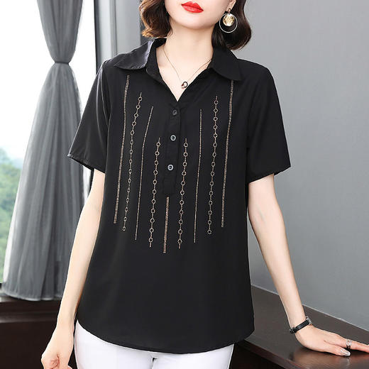 夏季2025新款加肥加大码女衬衫妈妈短袖雪纺衬衣女装胖mm宽松上衣 商品图1