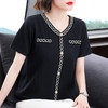 宽松V领短袖t恤女夏季2025年新款小香风女士上衣时尚减龄妈妈女装 商品缩略图2
