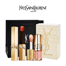 【送礼袋】YSL/圣罗兰 「奢金」节日限定口红正装礼盒 （小金条#1936正装2.2g+啵啵唇膏唇冻#12正装6ml） 香港直邮C