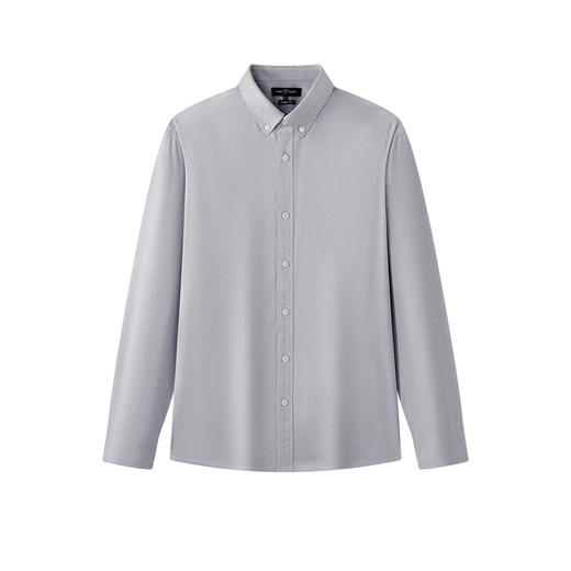 【纯棉】德鲨男装商务长袖衬衫2026春新款休闲纯色打底上衣男衬衣 商品图4