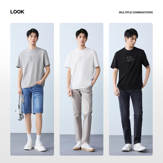 【7A抗菌/2A防螨/凉感】柒牌男装2026夏季新品宽松休闲短袖T恤 130T72200 商品图2