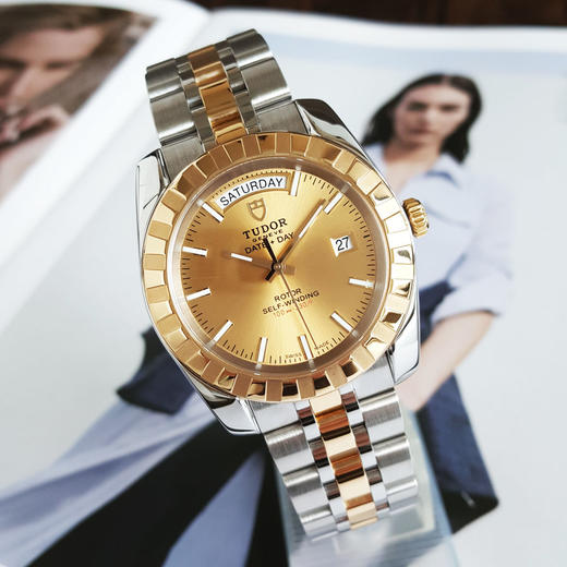 【95新】TUDOR 帝舵23013-0021自动机械机芯日期、星期显示41MM（男款）经典系列精钢/18K黄金060426NJS42 商品图3