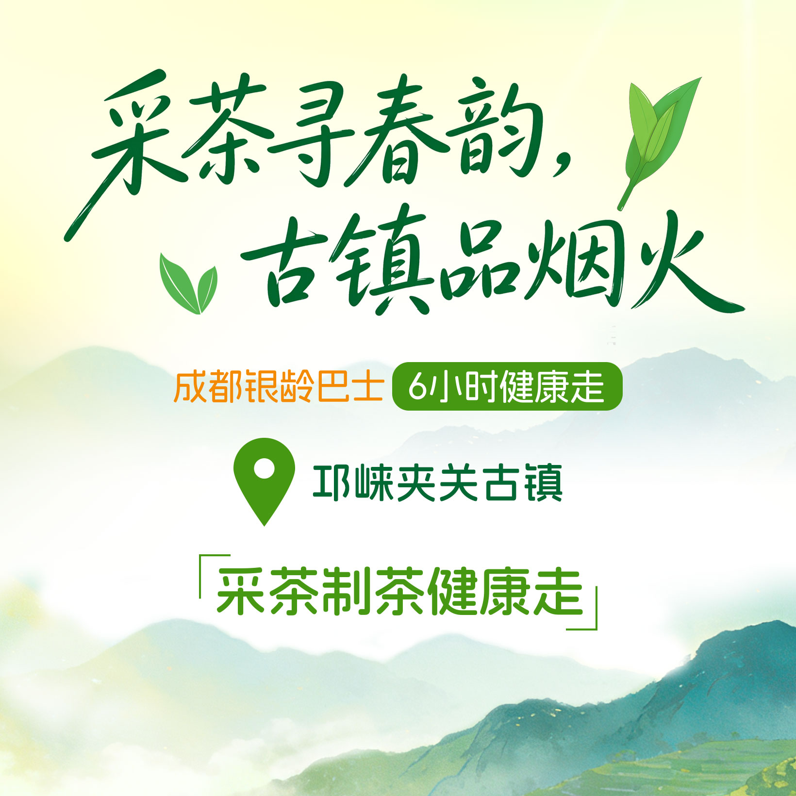 【银龄巴士】邛崃夹关古镇-采茶制茶健康走