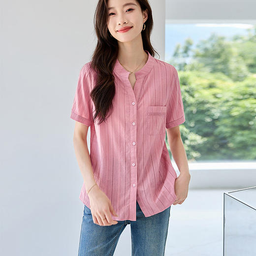 大码棉麻短袖衬衫女夏季新款宽松显瘦休闲亚麻衬衣全棉上衣薄款 商品图2