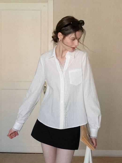 佰飞特复古蕾丝花边衬衫 | V字翻领+蕾丝花边，把温柔焊在身上，低调中透着高级感【3-5天发货】 商品图3