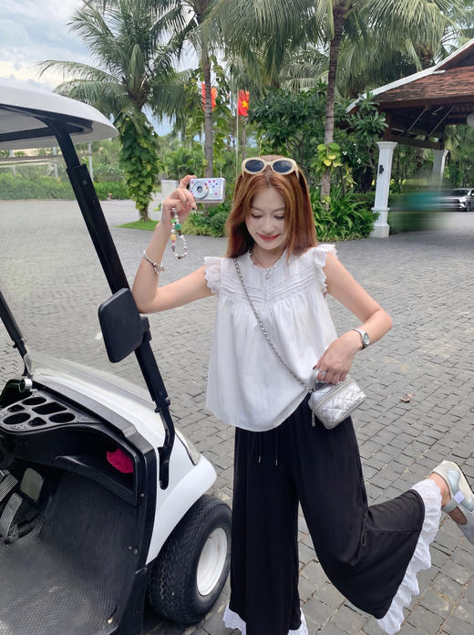 <曾小咸推荐> 蕾丝拼接阔腿休闲裤 日常139！！ 活动89！！【预售款，预计3-15天发货】 商品图4