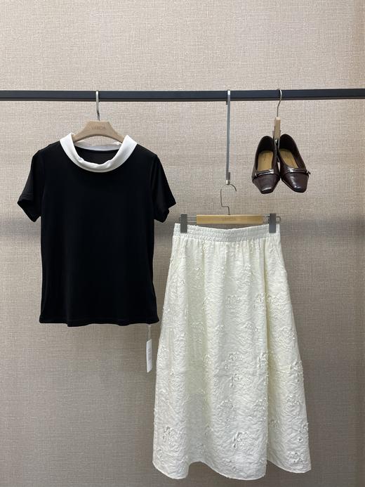 赫本风撞色T恤 商品图0