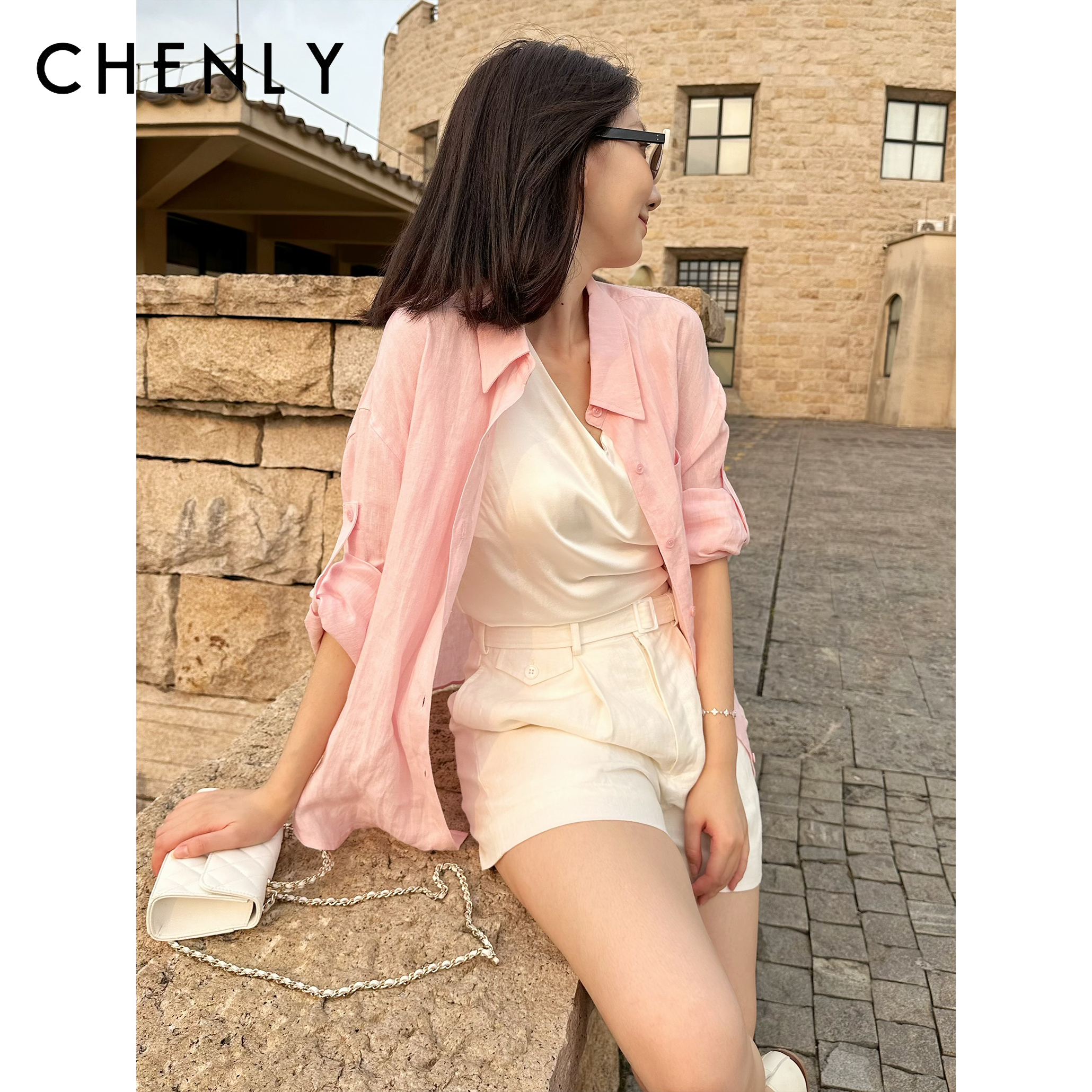 尘衣｜26SS浅粉色亚麻口袋衬衫