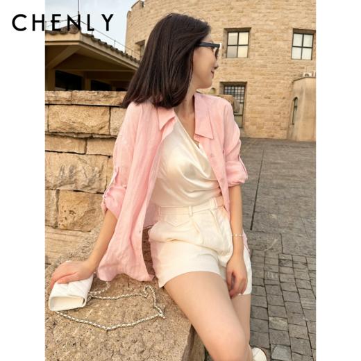 尘衣｜26SS浅粉色亚麻口袋衬衫 商品图0