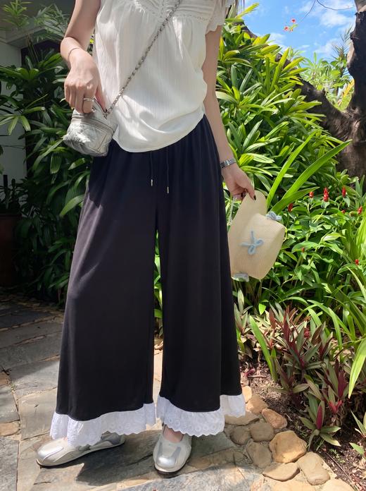 <曾小咸推荐> 蕾丝拼接阔腿休闲裤 日常139！！ 活动89！！【预售款，预计3-15天发货】 商品图3