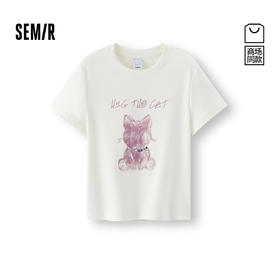 商场同款|森马短袖T恤女夏短款小猫修身2026新款小个子甜酷套头衫