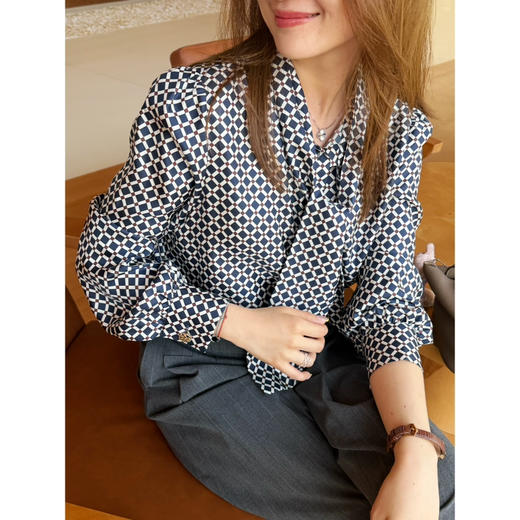 2604311     max蓝色格纹 真丝衬衫 商品图7