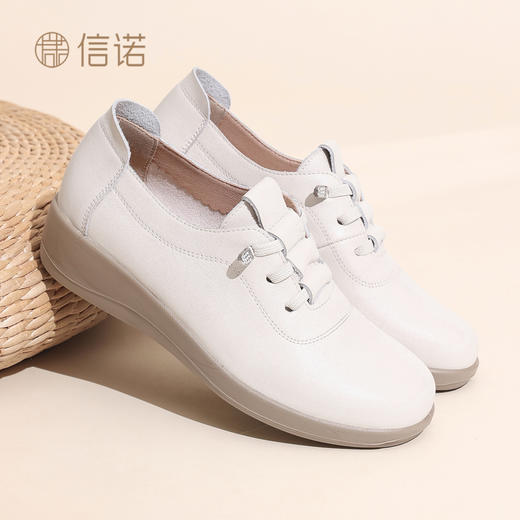 信诺2026新款夏季超软底妈妈鞋时尚轻便舒适百搭鞋子平底休闲皮鞋6C9318-18 商品图0