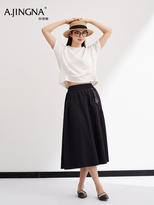 【极简韩系】阿菁娜春夏新款蝙蝠袖T恤短款微宽松可盐可甜极简通勤韩系F31C302008 商品图4