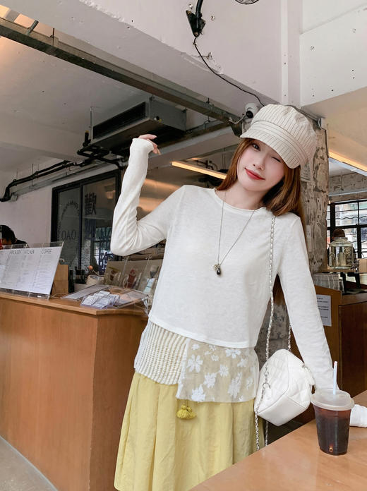 <曾小咸推荐>4.17现货秒杀 ！微信超特价！韩系不规则蕾丝下摆长袖 日常129.99 立减70 秒杀59.99！！ 商品图7