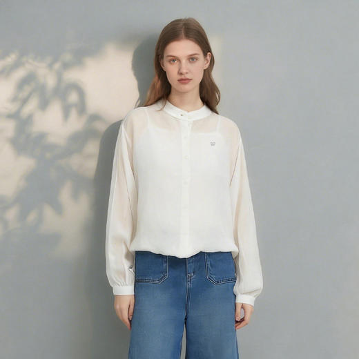 【2件9折】【Petit Bari】Petit Bari轻透百搭天丝亚麻系带遮阳衬衫 商品图8