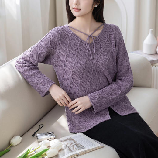 苏苏姐家菱纹罩衫手工DIY编织棒针棉麻衣服毛线团材料包 商品图2