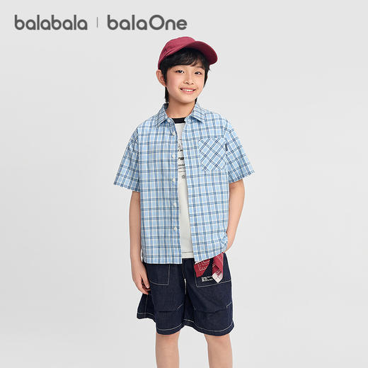 【balaOne】巴拉巴拉男童短袖衬衫儿童大童衬衣2026新款夏装纯棉 商品图2