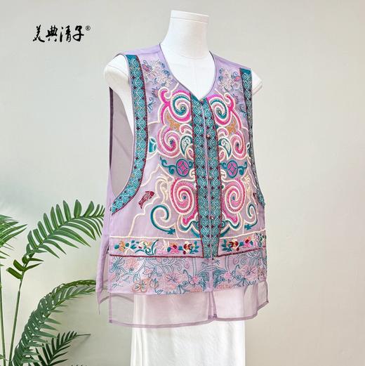 新中式欧根纱重工刺绣民族风马甲 商品图1