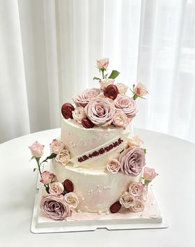卡布奇诺鲜花蛋糕（文字可改，备注一下）