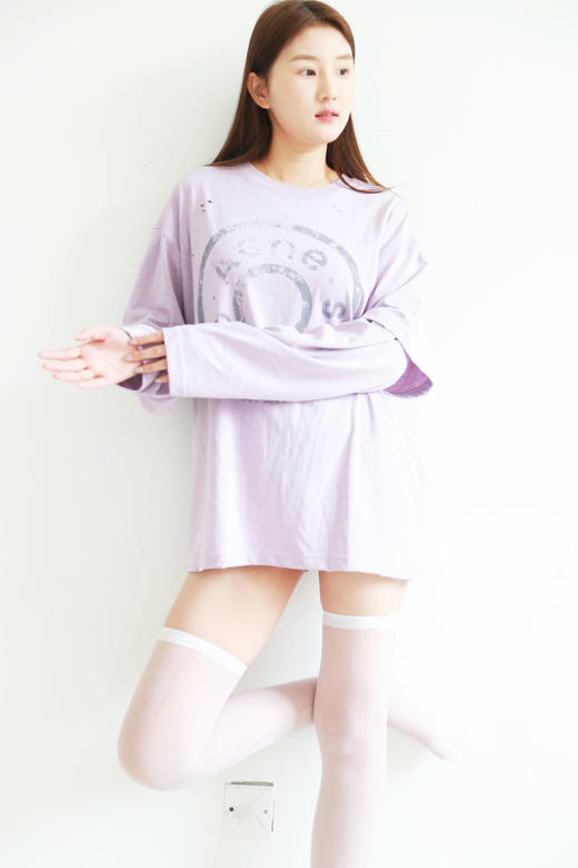 紫霞仙子tee，做旧复古长袖。假两件圆领正肩破洞字母上衣E041660 商品图12