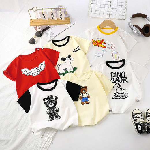 【承包娃一夏天的短袖49/4件‼️】儿童纯棉a类短袖男童宝宝女童全棉衣服防蚊裤73-140码聚 商品图9