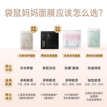 袋鼠妈妈补水焕亮面膜女生春夏换季温和提亮抗氧补水保湿美白面膜10片 商品图2