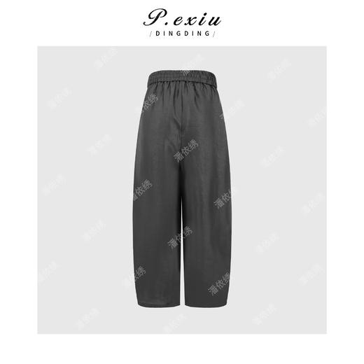 PanYiXiu/潘依绣100%桑蚕丝电力纺平龟极简风气质松弛松紧腰弯刀休闲裤 AB2619 商品图1