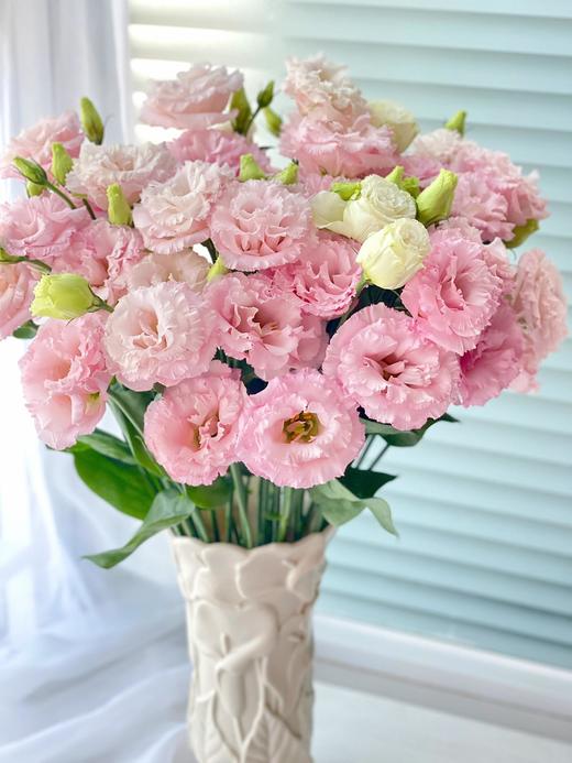 【四月宜养花】火烈鸟马蹄莲5支+香槟色洋桔梗7-10朵+紫色系洋桔梗或粉色系7-10朵+送小绣球1支/份（绣球容易脱水送的不售后） 商品图9