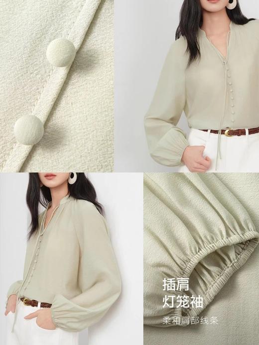 朱珠代言伊*丽同款，可系绳包扣醋酸衬衫  26Y04078- 商品图14